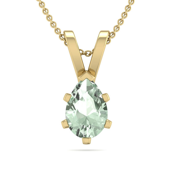 1/2 Carat Pear Shape Green Amethyst Necklace in 14K Yellow Gold Over Sterling Silver, 18 Inches by SuperJeweler