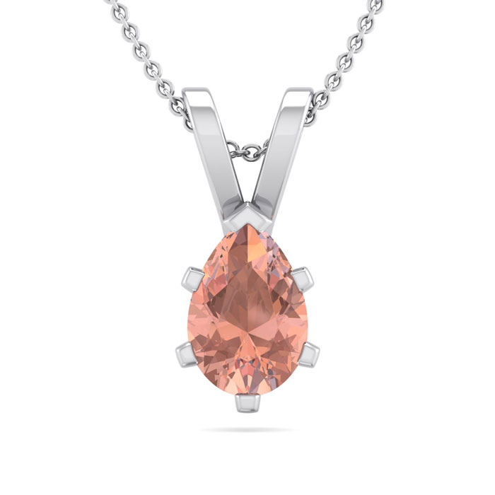 1/2 Carat Pear Shape Morganite Necklace in Sterling Silver, 18 Inches by SuperJeweler