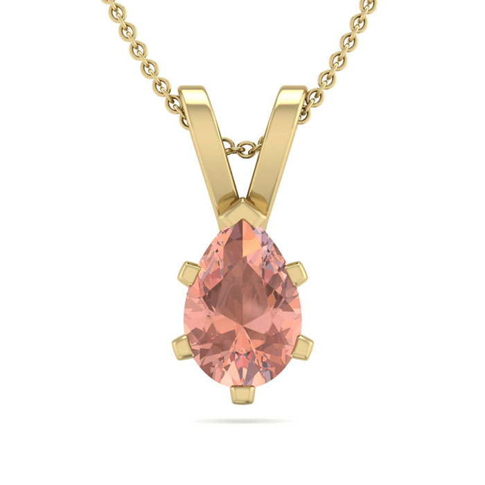 1/2 Carat Pear Shape Morganite Necklace in 14K Yellow Gold Over Sterling Silver, 18 Inches by SuperJeweler