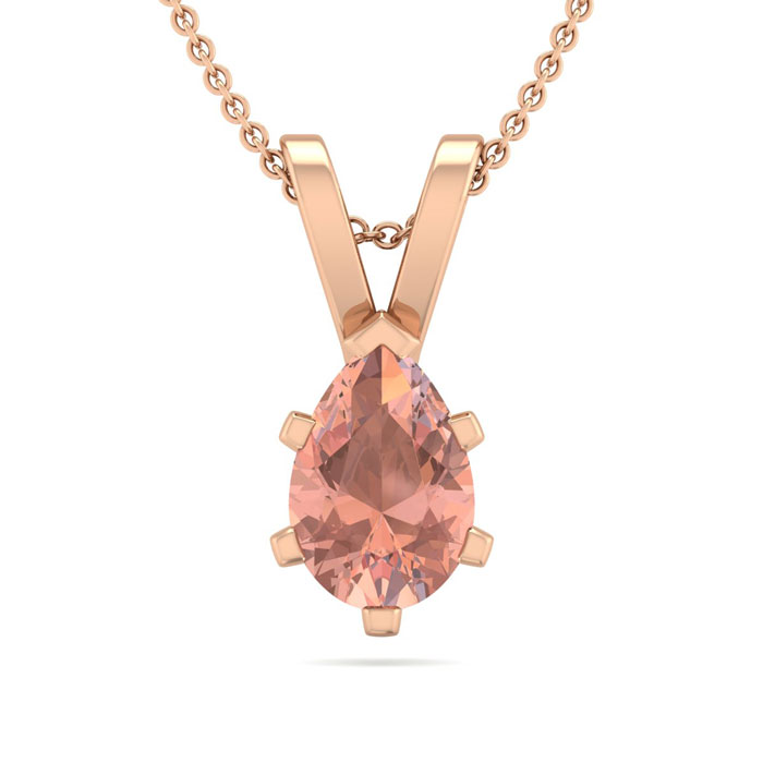 1/2 Carat Pear Shape Morganite Necklace in 14K Rose Gold Over Sterling Silver, 18 Inches by SuperJeweler