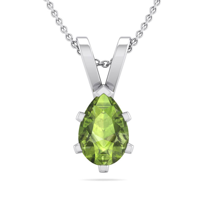 1/2 Carat Pear Shape Peridot Necklace in Sterling Silver, 18 Inches by SuperJeweler