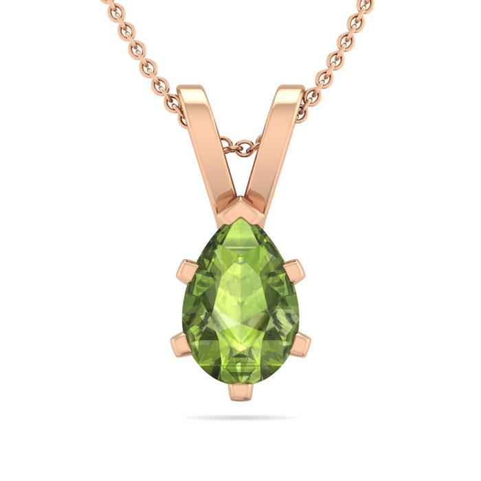 1/2 Carat Pear Shape Peridot Necklace in 14K Rose Gold Over Sterling Silver, 18 Inches by SuperJeweler