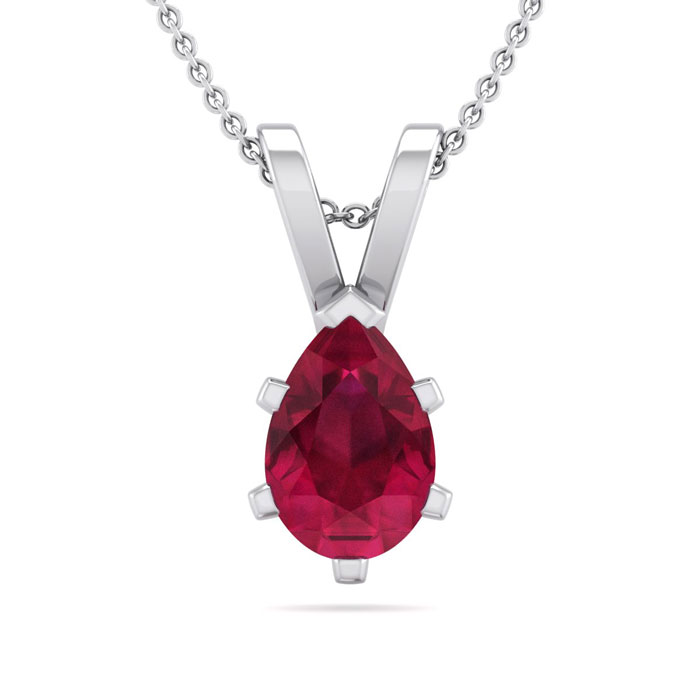 1/2 Carat Pear Shape Ruby Necklace in Sterling Silver, 18 Inches by SuperJeweler