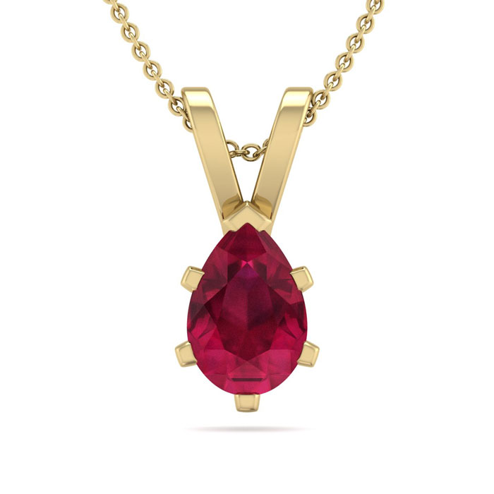 1/2 Carat Pear Shape Ruby Necklace in 14K Yellow Gold Over Sterling Silver, 18 Inches by SuperJeweler