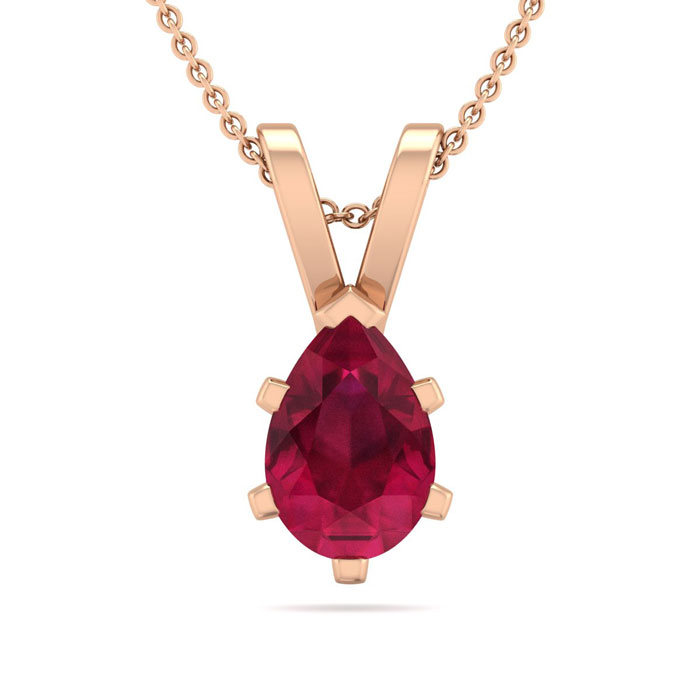 1/2 Carat Pear Shape Ruby Necklace in 14K Rose Gold Over Sterling Silver, 18 Inches by SuperJeweler