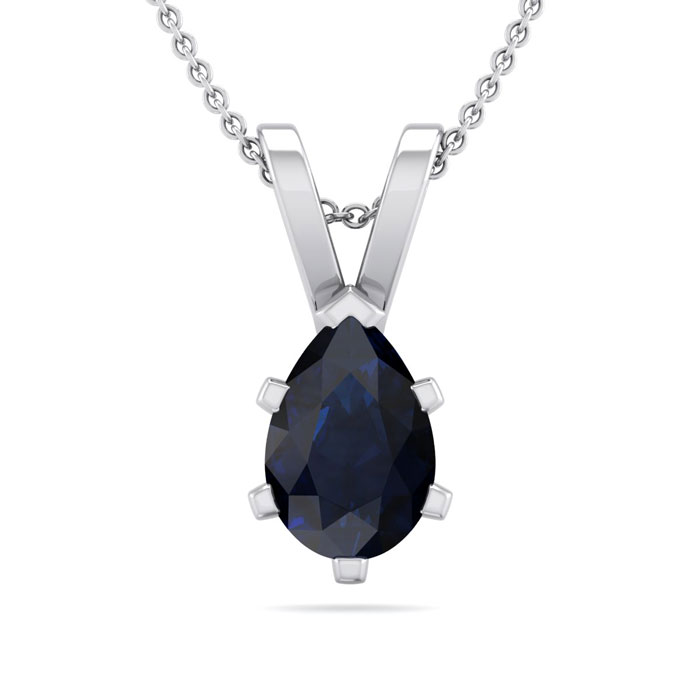 1/2 Carat Pear Shape Sapphire Necklace in Sterling Silver, 18 Inches by SuperJeweler