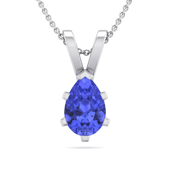 1/2 Carat Pear Shape Tanzanite Necklace in Sterling Silver, 18 Inches by SuperJeweler