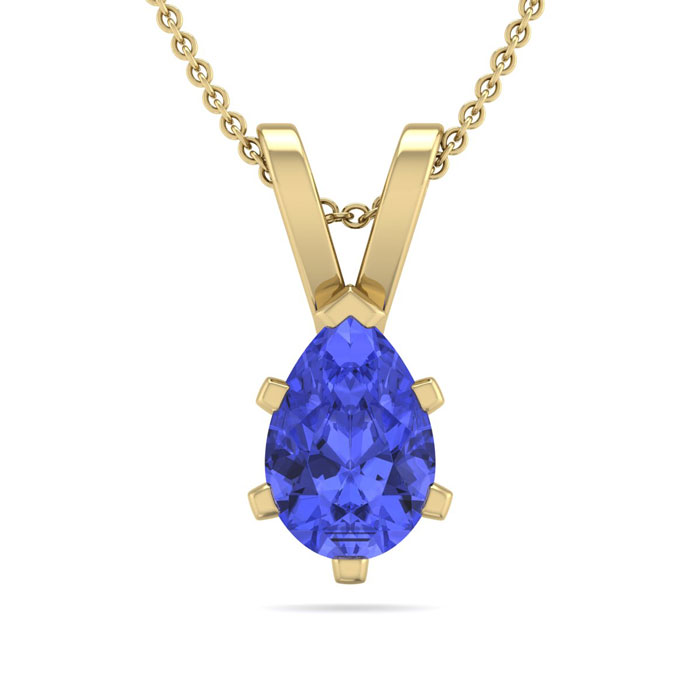 1/2 Carat Pear Shape Tanzanite Necklace in 14K Yellow Gold Over Sterling Silver, 18 Inches by SuperJeweler