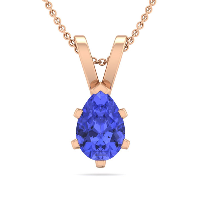 1/2 Carat Pear Shape Tanzanite Necklace in 14K Rose Gold Over Sterling Silver, 18 Inches by SuperJeweler