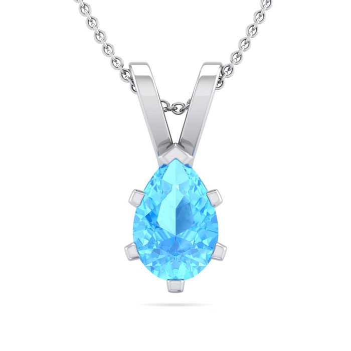 1/2 Carat Pear Shape Blue Topaz Necklace in Sterling Silver, 18 Inches by SuperJeweler