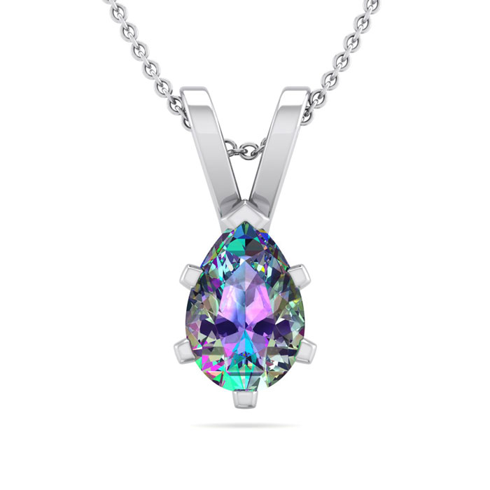 1/2 Carat Pear Shape Mystic Topaz Necklace in Sterling Silver, 18 Inches by SuperJeweler