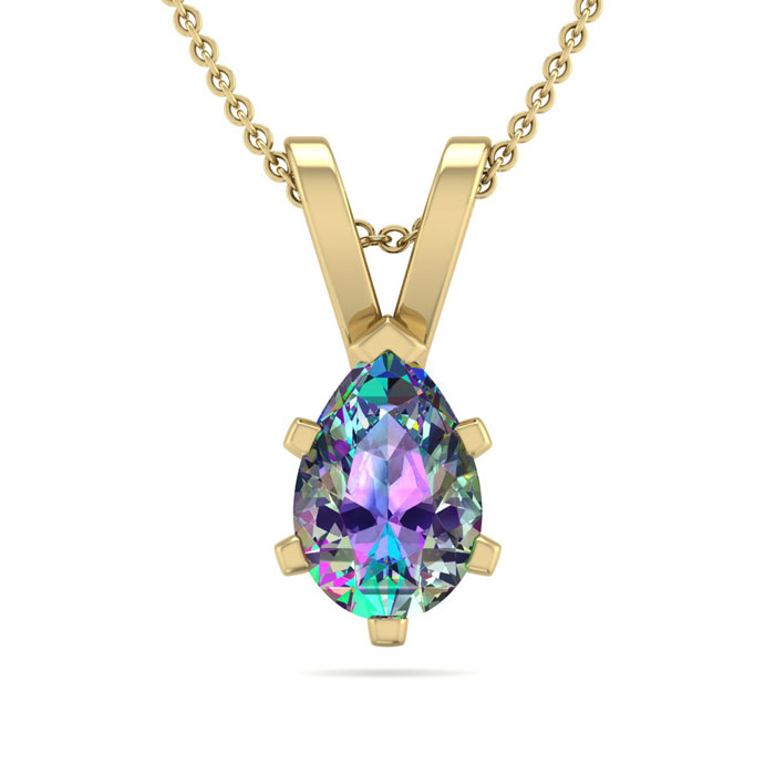 1/2 Carat Pear Shape Mystic Topaz Necklace in 14K Yellow Gold Over Sterling Silver, 18 Inches by SuperJeweler