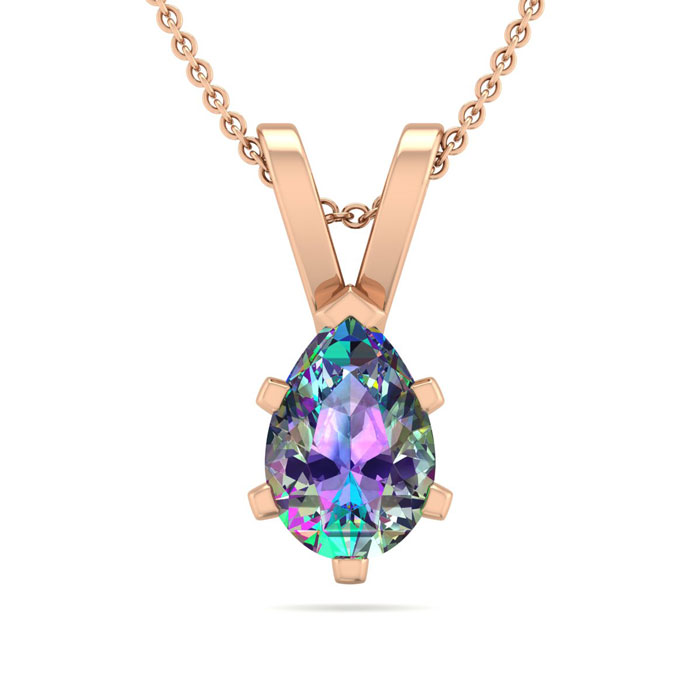 1/2 Carat Pear Shape Mystic Topaz Necklace in 14K Rose Gold Over Sterling Silver, 18 Inches by SuperJeweler