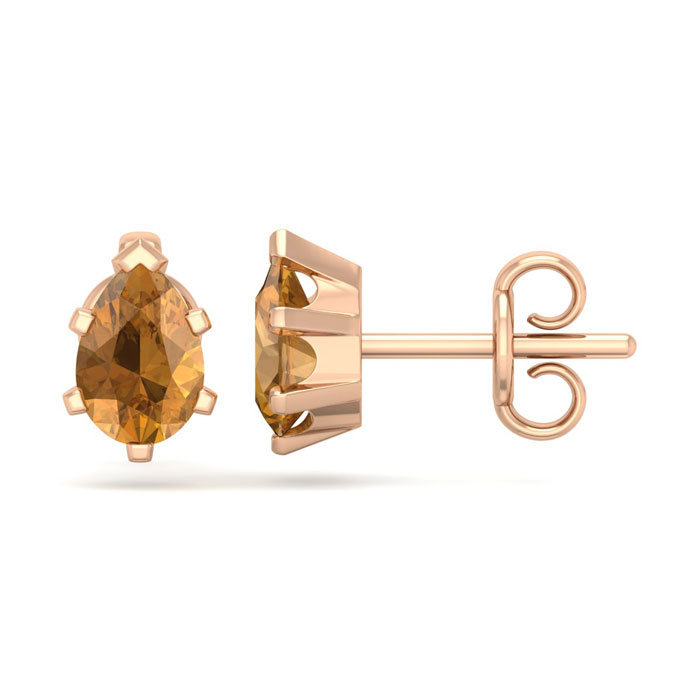 1 Carat Pear Shape Citrine Stud Earrings in 14K Rose Gold Over Sterling Silver by SuperJeweler