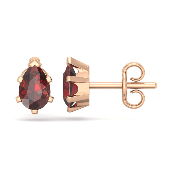 1 Carat Pear Shape Garnet Stud Earrings in 14K Rose Gold Over Sterling Silver by SuperJeweler