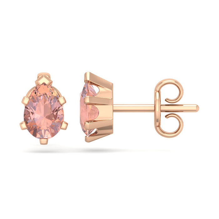 1 Carat Pear Shape Morganite Stud Earrings in 14K Rose Gold Over Sterling Silver by SuperJeweler