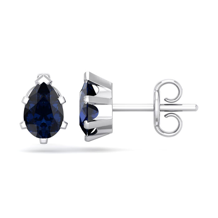 1 Carat Pear Shape Sapphire Stud Earrings in Sterling Silver by SuperJeweler