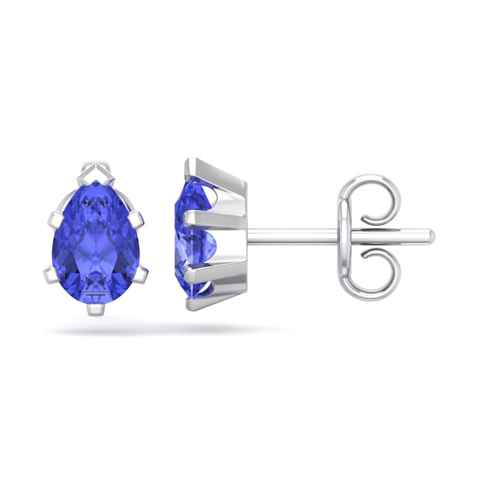 1 Carat Pear Shape Tanzanite Stud Earrings in Sterling Silver by SuperJeweler