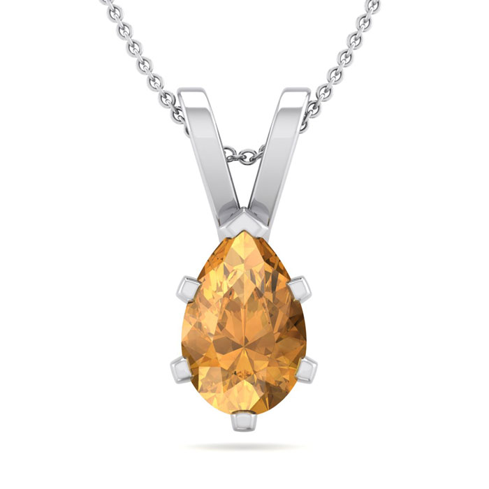 3/4 Carat Pear Shape Citrine Necklace in Sterling Silver, 18 Inches by SuperJeweler