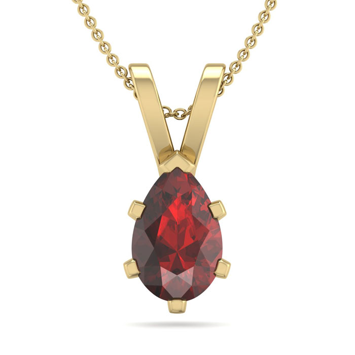 1 Carat Pear Shape Garnet Necklace in 14K Yellow Gold Over Sterling Silver, 18 Inches by SuperJeweler