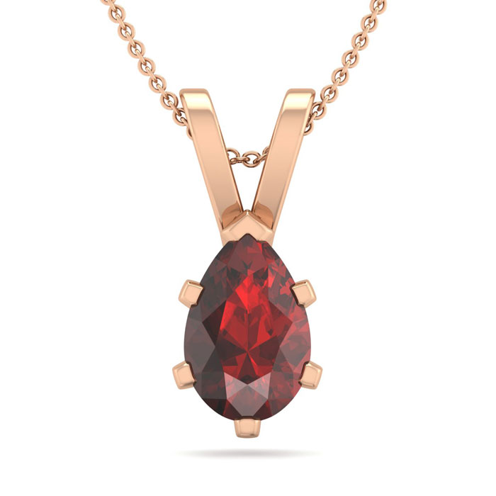 1 Carat Pear Shape Garnet Necklace in 14K Rose Gold Over Sterling Silver, 18 Inches by SuperJeweler