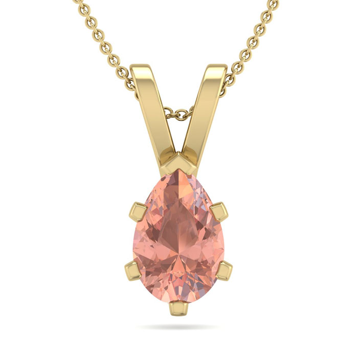 3/4 Carat Pear Shape Morganite Necklace in 14K Yellow Gold Over Sterling Silver, 18 Inches by SuperJeweler
