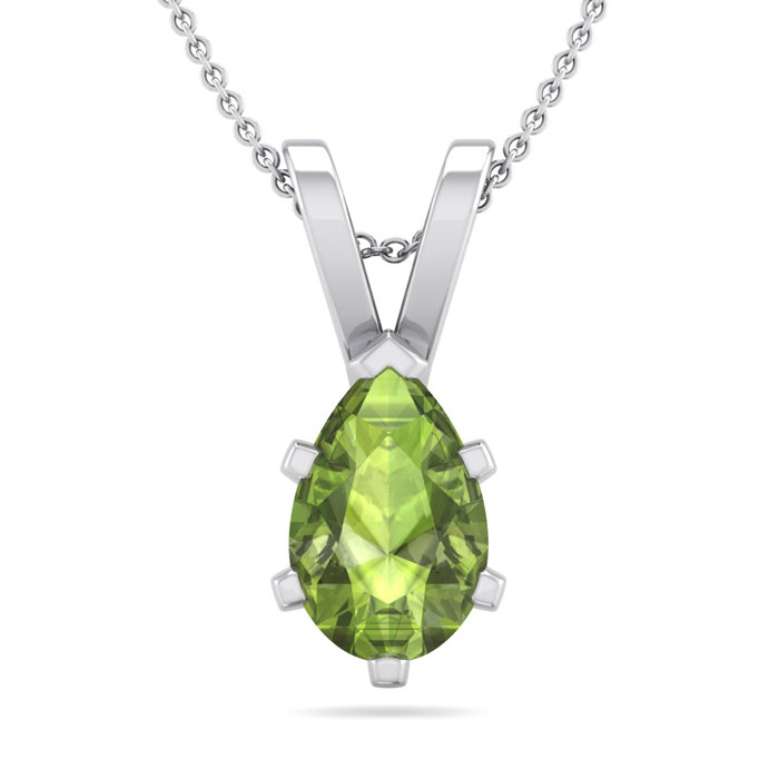 1 Carat Pear Shape Peridot Necklace in Sterling Silver, 18 Inches by SuperJeweler