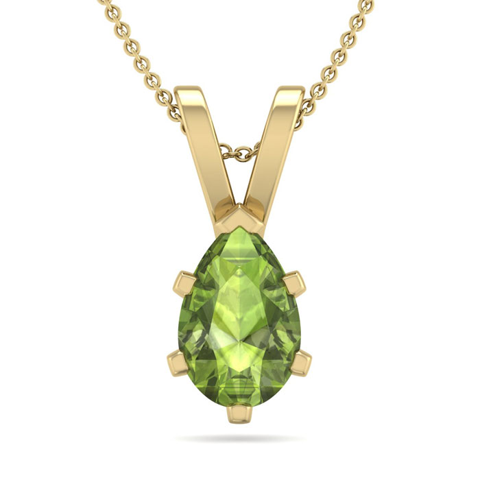 1 Carat Pear Shape Peridot Necklace in 14K Yellow Gold Over Sterling Silver, 18 Inches by SuperJeweler