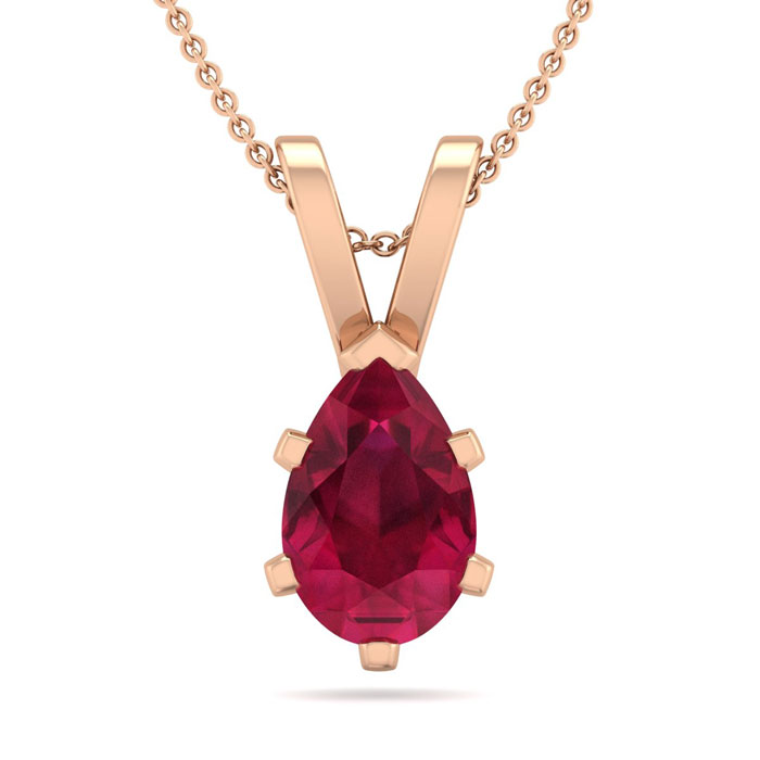 1 Carat Pear Shape Ruby Necklace in 14K Rose Gold Over Sterling Silver, 18 Inches by SuperJeweler