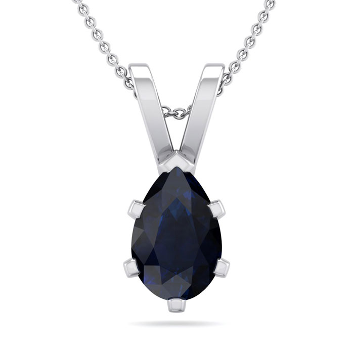 1 Carat Pear Shape Sapphire Necklace in Sterling Silver, 18 Inches by SuperJeweler