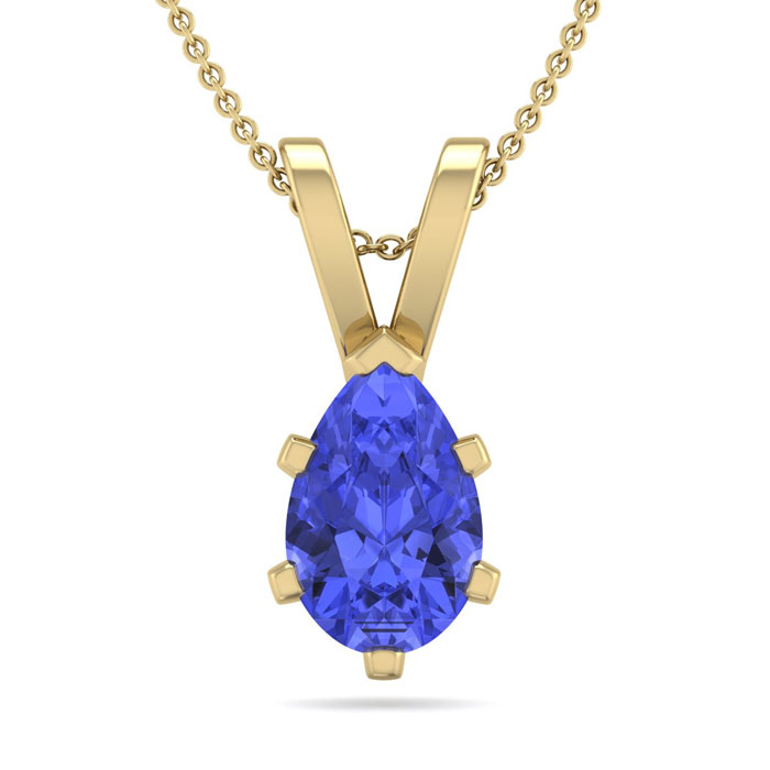 1 Carat Pear Shape Tanzanite Necklace in 14K Yellow Gold Over Sterling Silver, 18 Inches by SuperJeweler