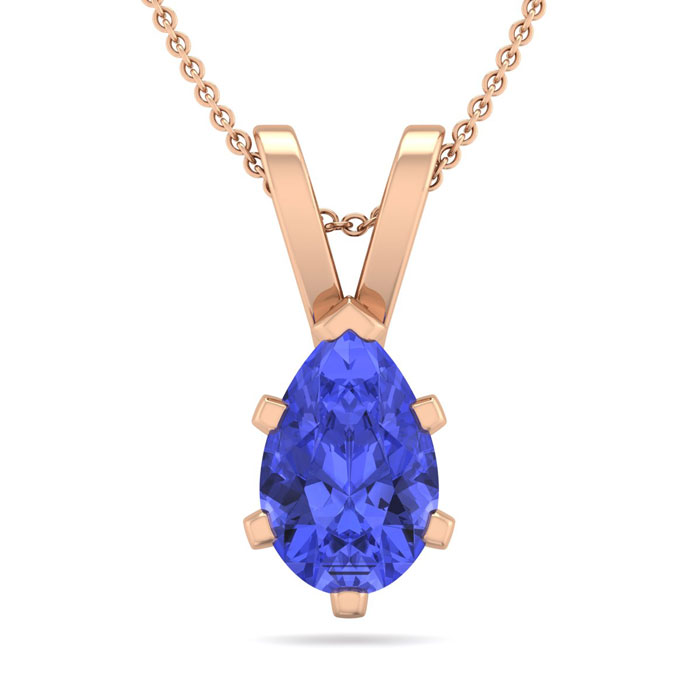 1 Carat Pear Shape Tanzanite Necklace in 14K Rose Gold Over Sterling Silver, 18 Inches by SuperJeweler