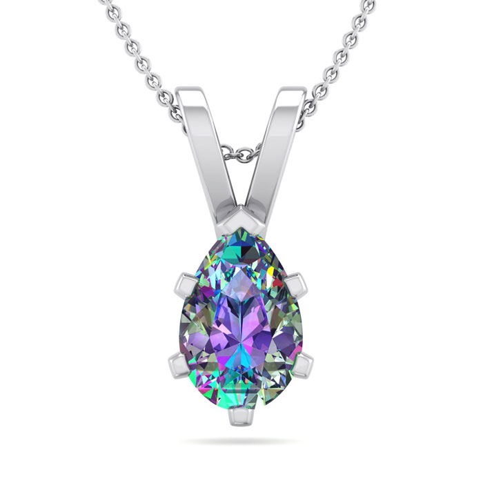 3/4 Carat Pear Shape Mystic Topaz Necklace In Sterling Silver, 18 Inches By SuperJeweler