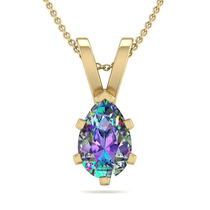 3/4 Carat Pear Shape Mystic Topaz Necklace in 14K Yellow Gold Over Sterling Silver, 18 Inches by SuperJeweler