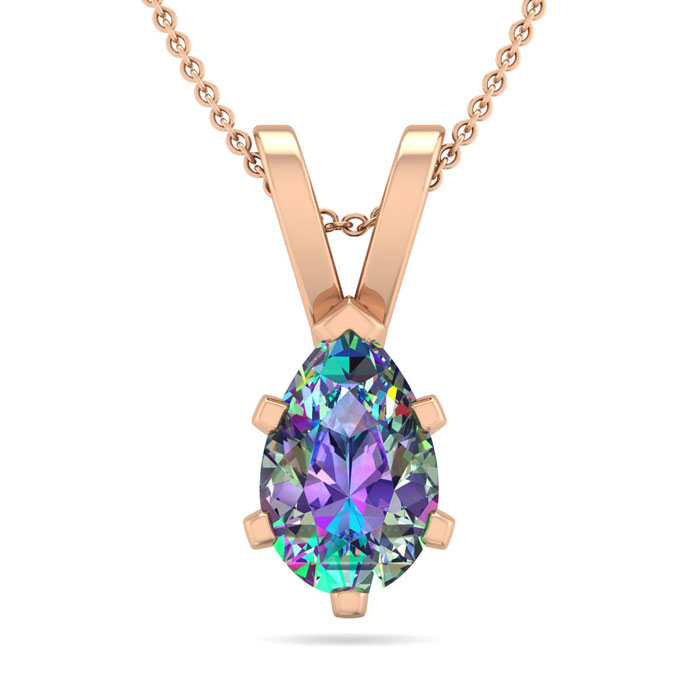 3/4 Carat Pear Shape Mystic Topaz Necklace in 14K Rose Gold Over Sterling Silver, 18 Inches by SuperJeweler