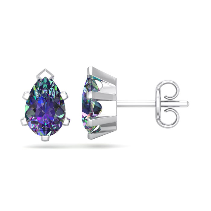 1.5 Carat Pear Shape Mystic Topaz Stud Earrings In Sterling Silver By SuperJeweler