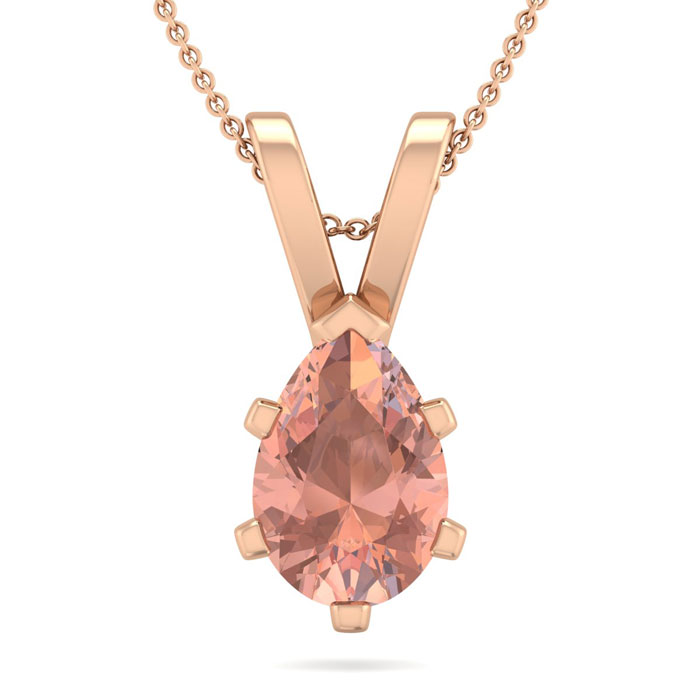 1 Carat Pear Shape Morganite Necklace in 14K Rose Gold Over Sterling Silver, 18 Inches by SuperJeweler