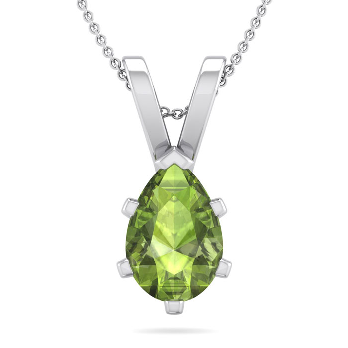 1 1/3 Carat Pear Shape Peridot Necklace in Sterling Silver, 18 Inches by SuperJeweler