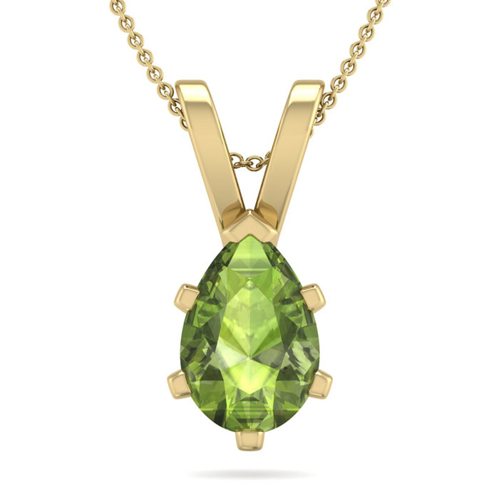 1 1/3 Carat Pear Shape Peridot Necklace in 14K Yellow Gold Over Sterling Silver, 18 Inches by SuperJeweler