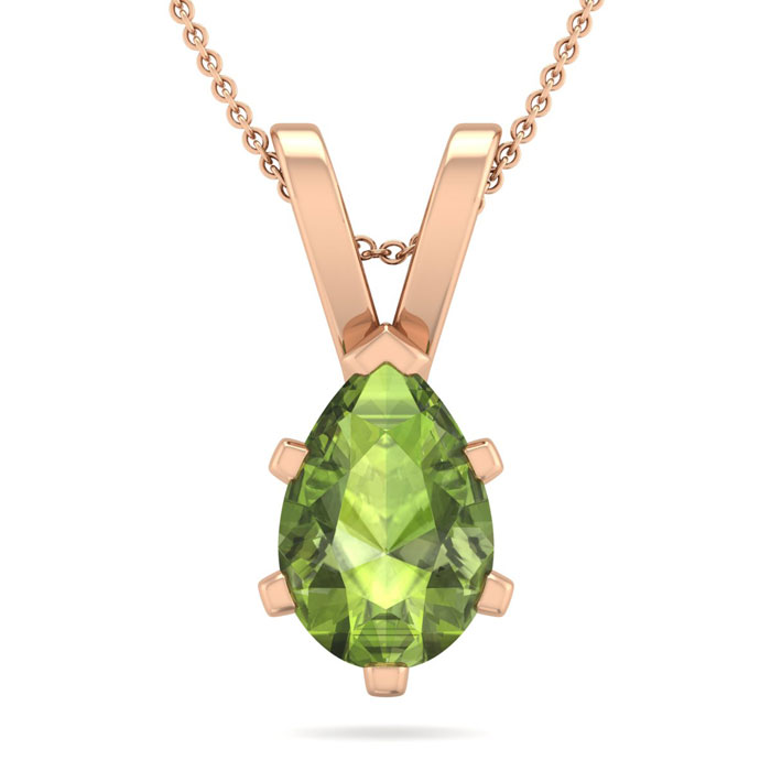 1 1/3 Carat Pear Shape Peridot Necklace in 14K Rose Gold Over Sterling Silver, 18 Inches by SuperJeweler