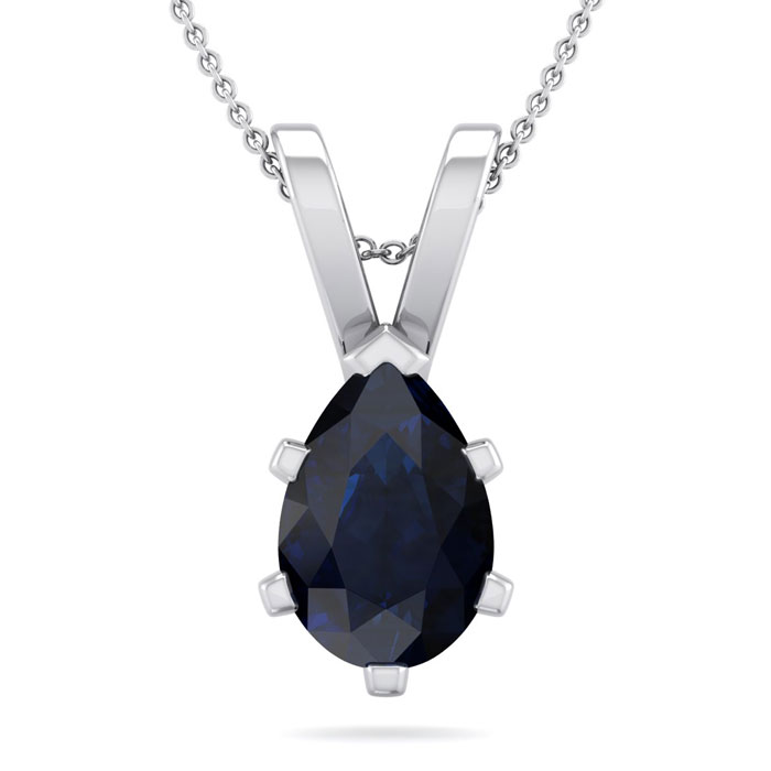 1.5 Carat Pear Shape Sapphire Necklace In Sterling Silver, 18 Inches By SuperJeweler