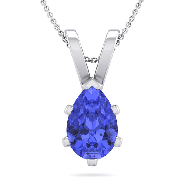 1 1/3 Carat Pear Shape Tanzanite Necklace In Sterling Silver, 18 Inches By SuperJeweler