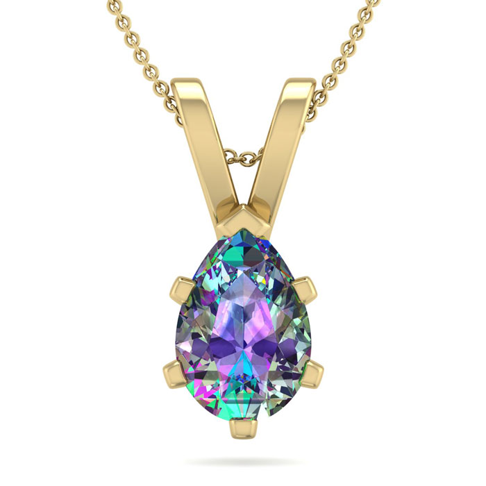 1 Carat Pear Shape Mystic Topaz Necklace in 14K Yellow Gold Over Sterling Silver, 18 Inches by SuperJeweler