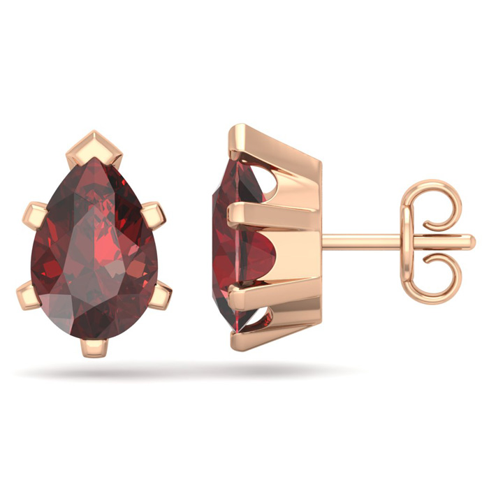 3 Carat Pear Shape Garnet Stud Earrings In 14K Rose Gold Over Sterling Silver By SuperJeweler