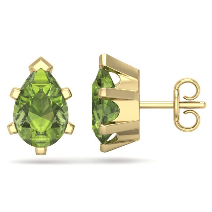 2 3/4 Carat Pear Shape Peridot Stud Earrings in 14K Yellow Gold Over Sterling Silver by SuperJeweler