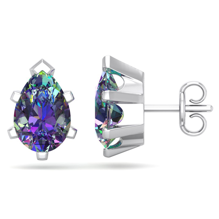 2 Carat Pear Shape Mystic Topaz Stud Earrings in Sterling Silver by SuperJeweler