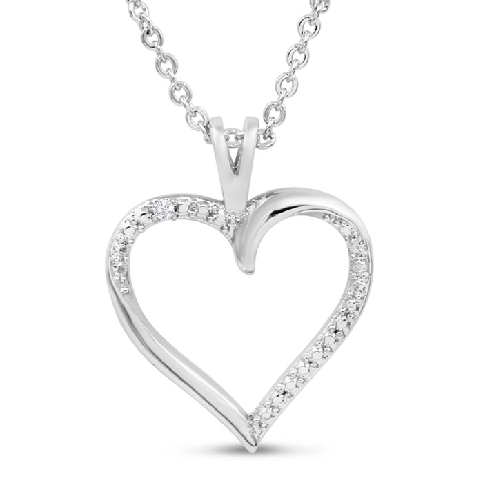 One Diamond Heart Necklace, 18 Inches,  by SuperJeweler