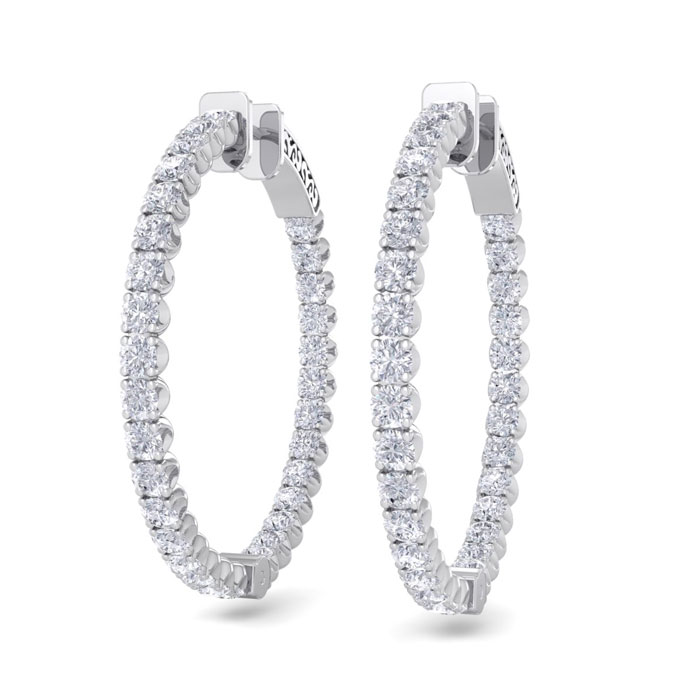 5 Carat Diamond Hoop Earrings in 14K White Gold (14 g), 1.25 Inch,  by SuperJeweler