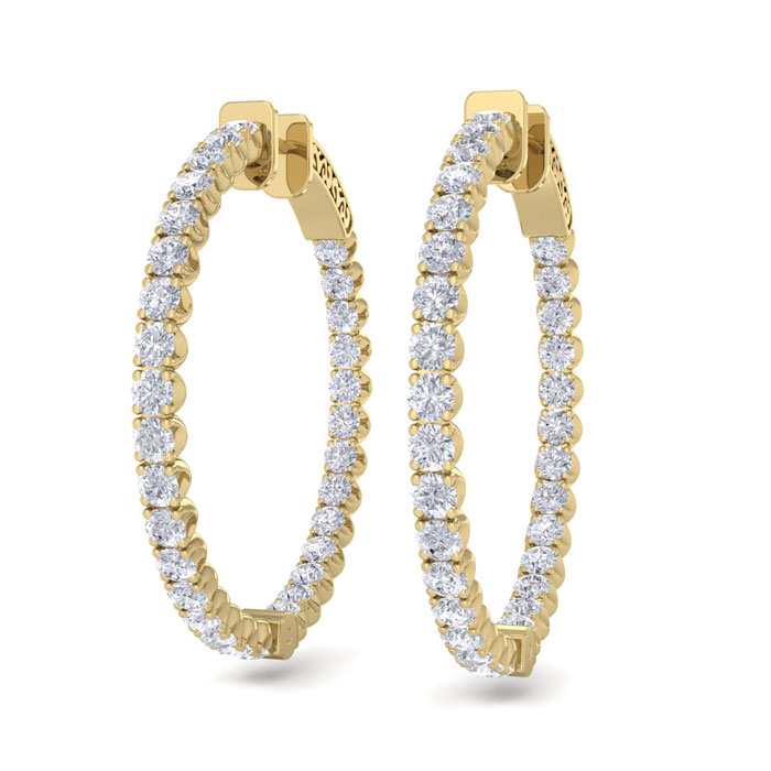 5 Carat Diamond Hoop Earrings in 14K Yellow Gold (14 g), 1.25 Inch,  by SuperJeweler