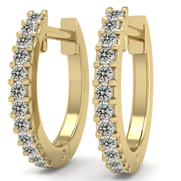 1/8 Carat Diamond Men's Hoop Earrings in 14K Yellow Gold (1.90 g),  by SuperJeweler